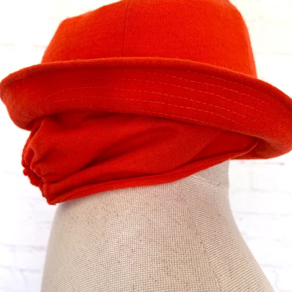 70's Bright Orange Wool Hat - Happy Cappers Los Angeles, Calif - Picture 4 of 12